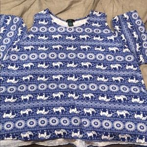 PLUS Cold Shoulder Elephant Print Tank Top